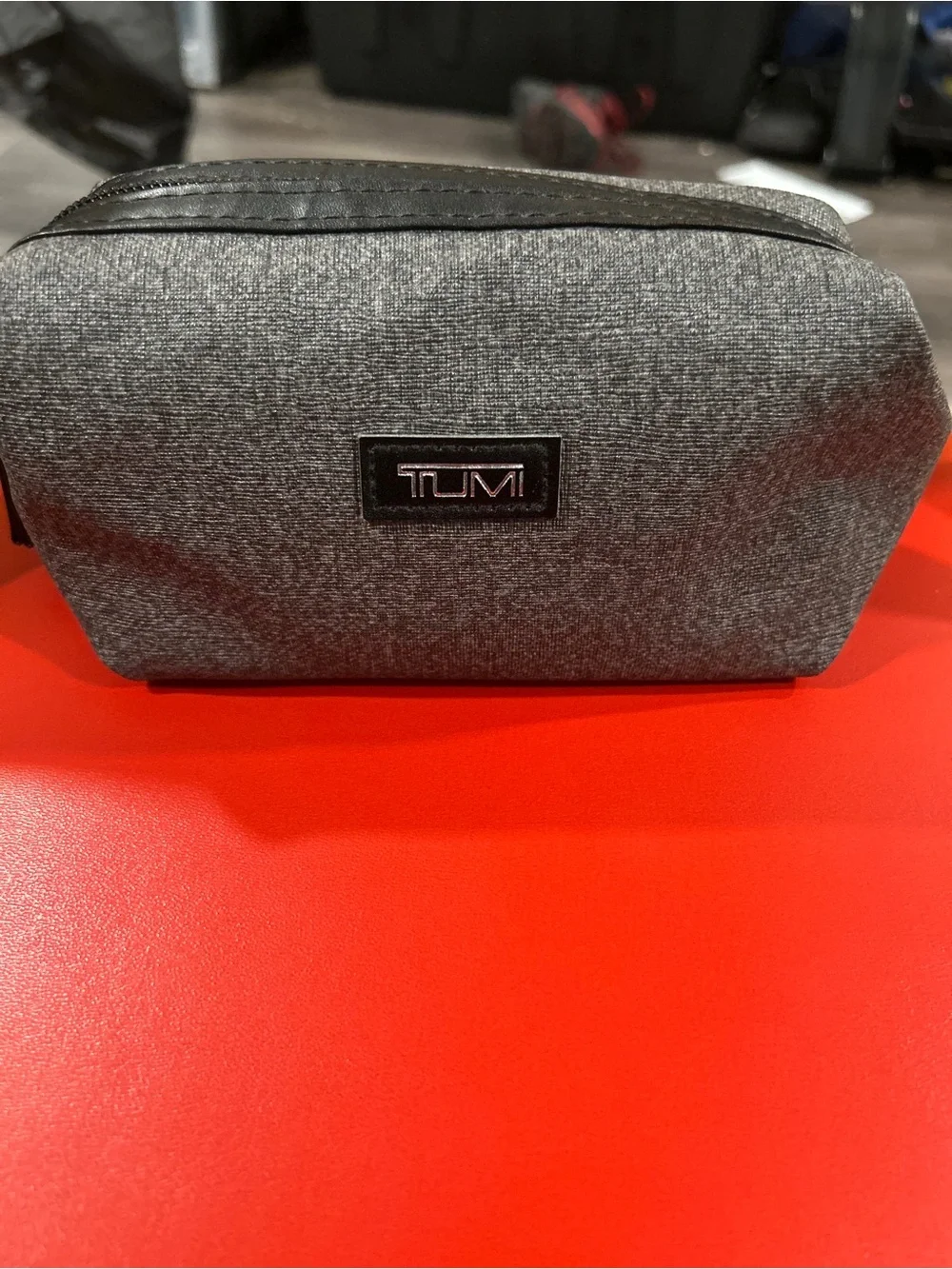 Tumi Gray Textured travel Toiletry Dopp Kit contents sealed